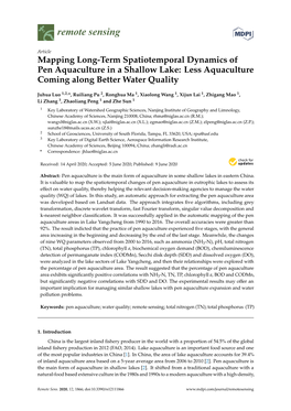 Mapping Long-Term Spatiotemporal Dynamics of Pen Aquaculture in a Shallow Lake: Less Aquaculture Coming Along Better Water Quality