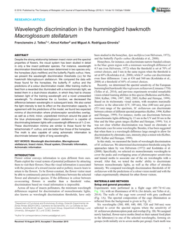 Wavelength Discrimination in the Hummingbird Hawkmoth Macroglossum Stellatarum Francismeire J