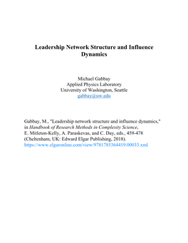 Leadership Network Structure and Influence Dynamics