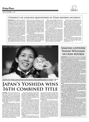 Japan's Yoshida Wins 16Th Combined Title