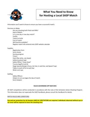 What You Need to Know for Hosting a Local SASP Match