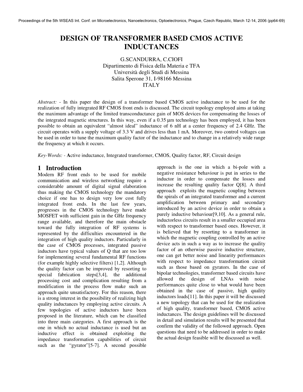 Design of Transformer Based Cmos Active Inductances