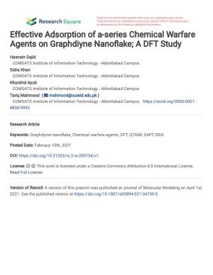 Effective Adsorption of A-Series Chemical Warfare Agents on Graphdiyne Nanoflake; a DFT Study
