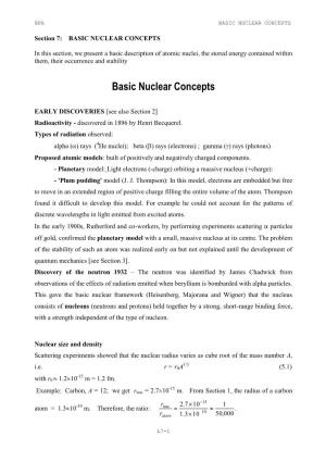 Section 7: BASIC NUCLEAR CONCEPTS