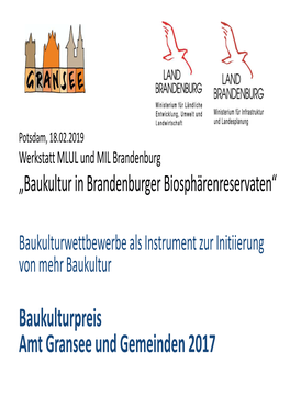 Baukulturpreis 2017 Amt Gransee Und Gemeinden