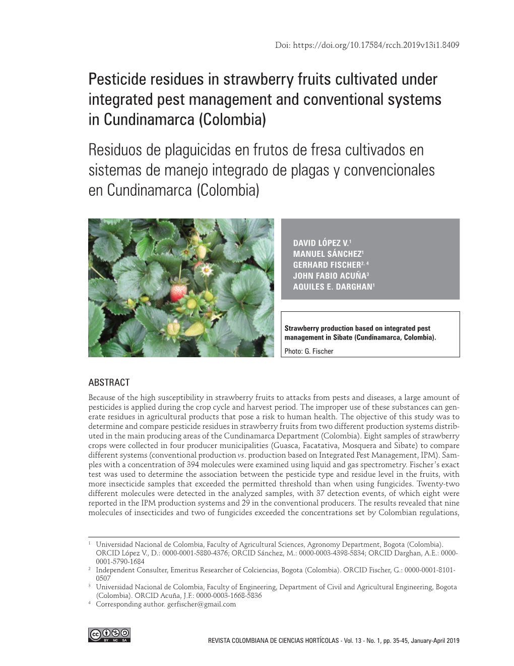 Pesticide Residues in Strawberry Fruits Cultivated Under Integrated