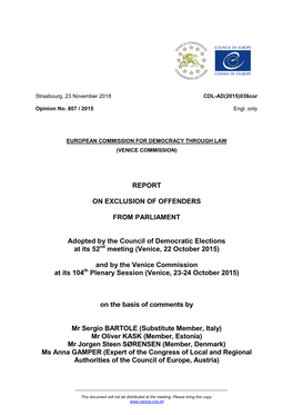 Report on Exclusion of Offenders