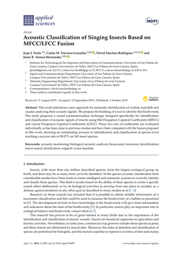Acoustic Classification of Singing Insects Based on MFCC/LFCC Fusion