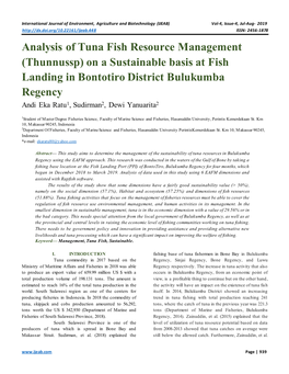 Analysis of Tuna Fish Resource Management (Thunnussp) on A