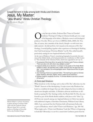 "Jesu Bhakta" Hindu Christian Theology