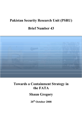 Towards a Containment Strategy in the FATA