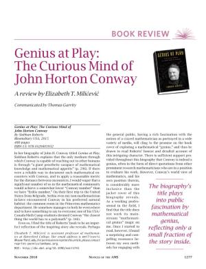 Genius at Play: the Curious Mind of John Horton Conway a Review by Elizabeth T