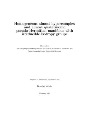 Homogeneous Almost Hypercomplex and Almost Quaternionic Pseudo-Hermitian Manifolds with Irreducible Isotropy Groups