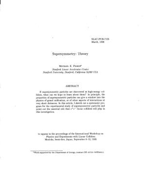 Supersymmetry: Theory