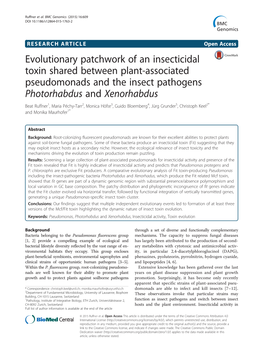 Evolutionary Patchwork of an Insecticidal Toxin