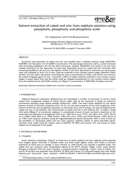 Solvent Extraction of Cobalt and Zinc from Sulphate Solutions Using Phosphoric, Phosphonic and Phosphinic Acids