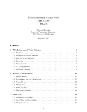 Electromagnetism Course Notes (PHYS09060) 2017/18