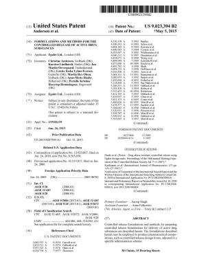 (12) United States Patent (10) Patent No.: US 9,023,394 B2 Andersen Et Al