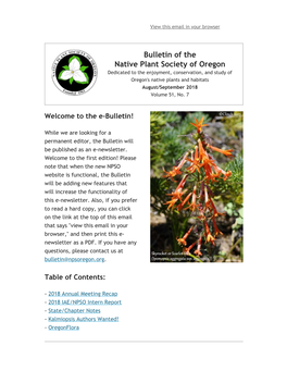Bulletin of the Native Plant Society of Oregon