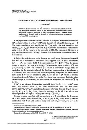 On Stokes' Theorem for Noncompact Manifolds