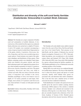 Distribution and Diversity of the Soft Coral Family Xeniidae (Coelenterata: Octocorallia) in Lembeh Strait, Indonesia