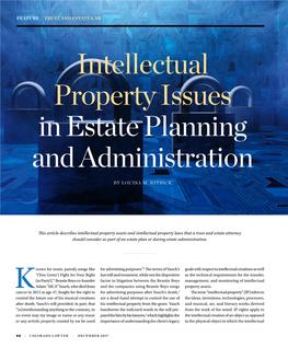 Intellectual Property Issues in Estate Planning and Administration