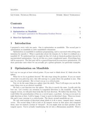 Contents 1 Introduction 2 Optimization on Manifolds