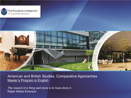American and British Studies. Comparative Approaches Master’S Program in English