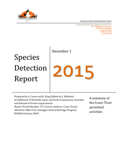 Species Detection Report 2015