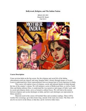 Bollywood, Religion, and the Indian Nation Syllabus