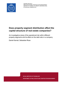 Does Property Segment Distribution Affect the Capital Structure of Real Estate Companies?