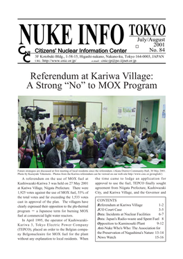 Referendum at Kariwa Village: a Strong “No” to MOX Program
