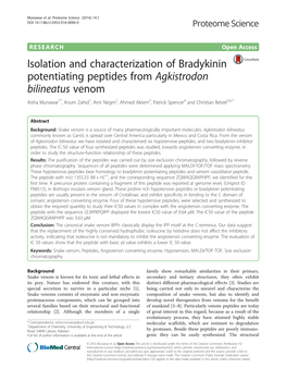 Isolation and Characterization of Bradykinin Potentiating Peptides