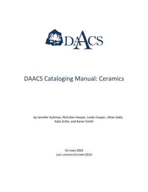 DAACS Cataloging Manual: Ceramics