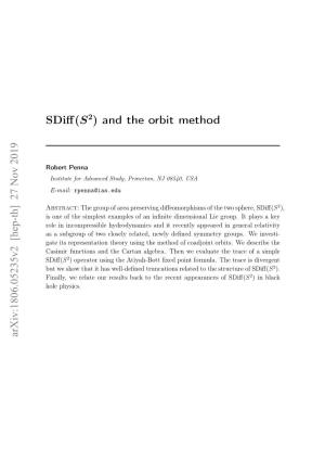 Sdiff(S ) and the Orbit Method Arxiv:1806.05235V2 [Hep-Th]