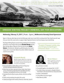 Oregon Writing Project Renewal Day for Educators