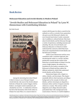 Jewish Studies and Holocaust Education in Poland” by Lynn W