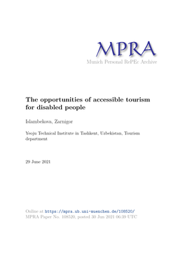 The Opportunities of Accessible Tourism for Disabled People