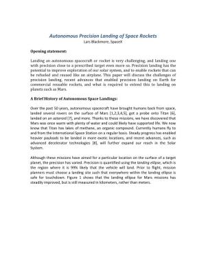 Autonomous Precision Landing of Space Rockets Lars Blackmore, Spacex