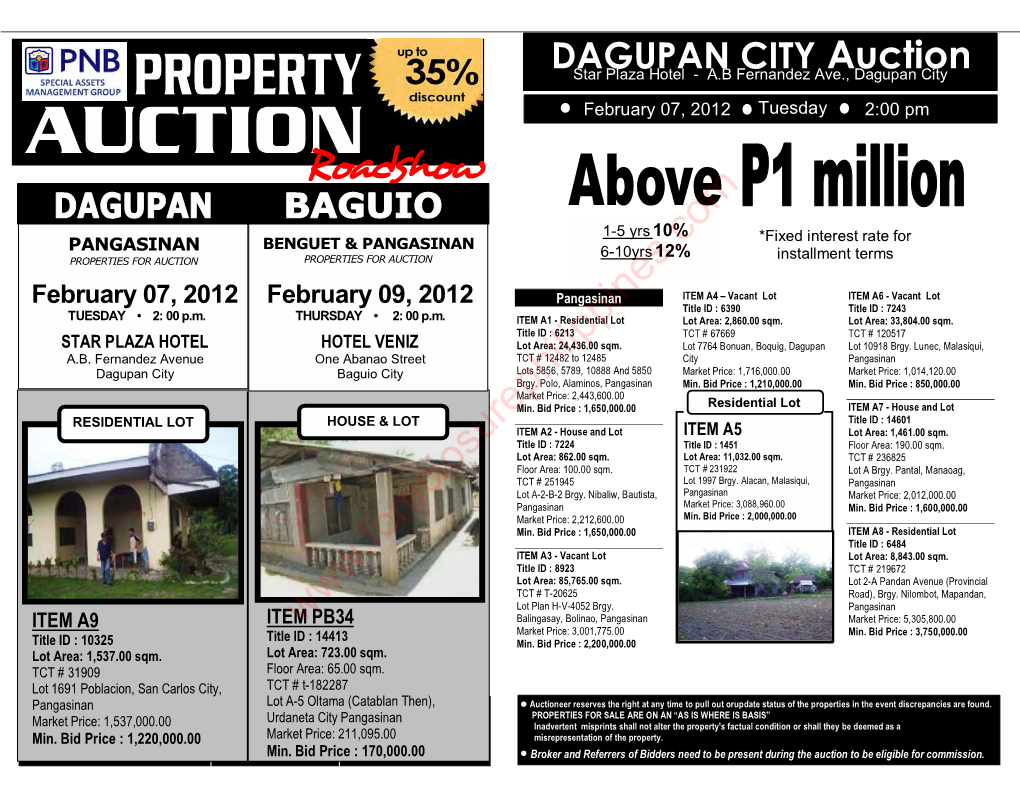 DAGUPAN CITY Auction