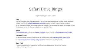 Safari Drive Bingo