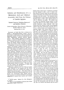 Isolation and Identification of (-)-Methylcitric Acid and 2-Methyl