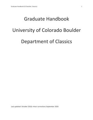 CU Classics Graduate Handbook