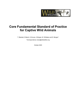 Core Fundamental Standard of Practice for Captive Wild Animals