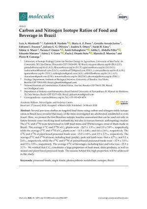 Carbon and Nitrogen Isotope Ratios of Food and Beverage in Brazil