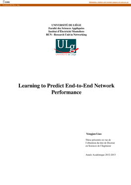 Learning to Predict End-To-End Network Performance