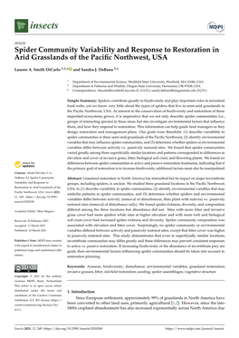Spider Community Variability and Response to Restoration in Arid Grasslands of the Paciﬁc Northwest, USA