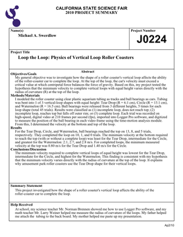 Loop the Loop: Physics of Vertical Loop Roller Coasters