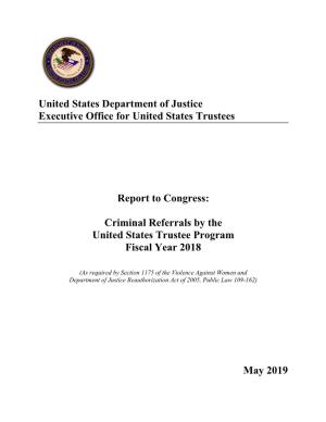 Report to Congress: Criminal Referrals by the United States