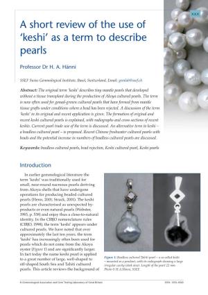 Keshi’ As a Term to Describe Pearls